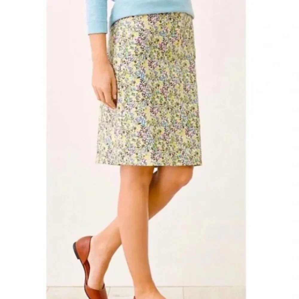 J. Jill Live-In Chino Ditsy Floral Pencil Skirt in Seasalt Size 14P